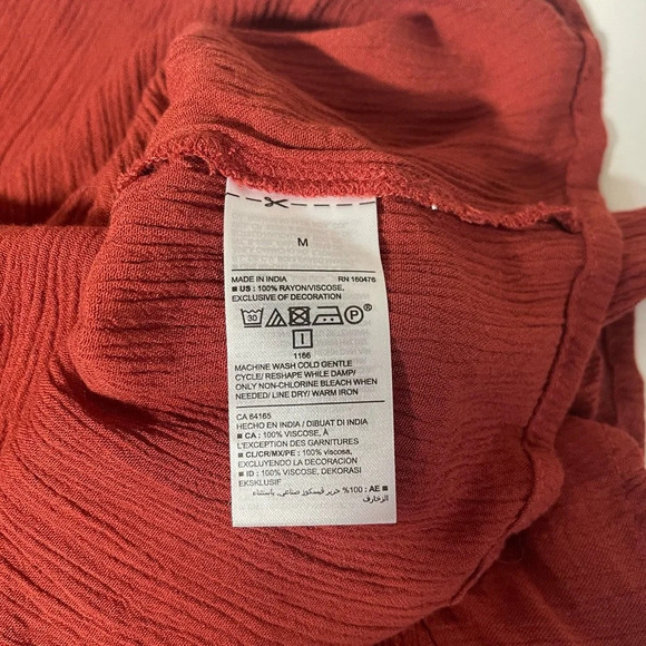 Maurices Burnt Orange Flutter Sleeve Embroidered Split Neck Top Medium Women’s - Picture 10 of 11